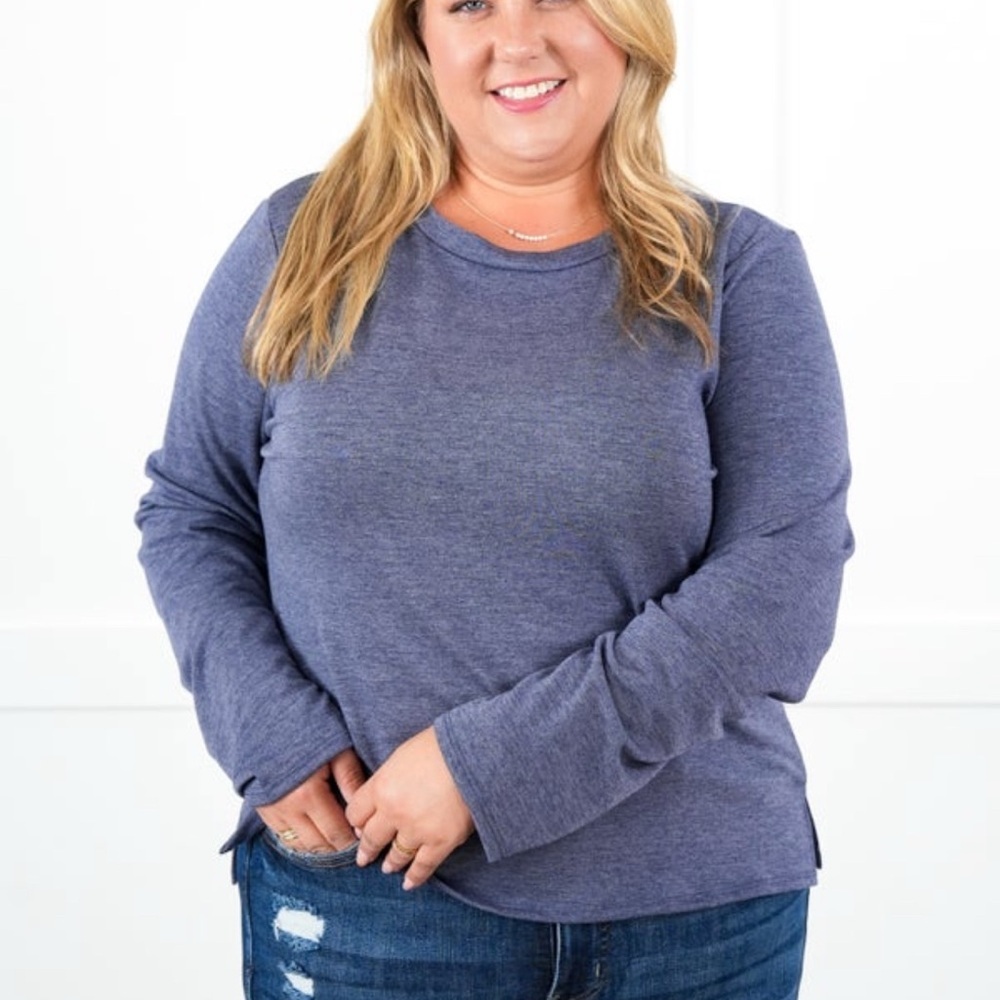 Blue Long Sleeve Relaxed Top